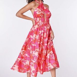NWT! LUXEDO Fuchsia Floral Print Maxi Dress